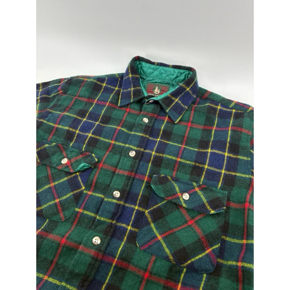 VNTG 90's High Sierra Wool Flannel Shirt Large Plaid Hiking Outdoor Workwear